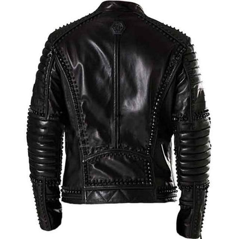Men’s Black Spiked & Studded Leather Jacket