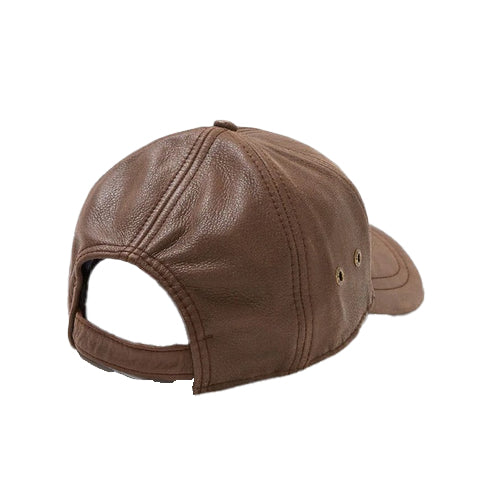 Bravo Bros Men’s Brown Sheepskin Leather Baseball Cap – Premium & Stylish