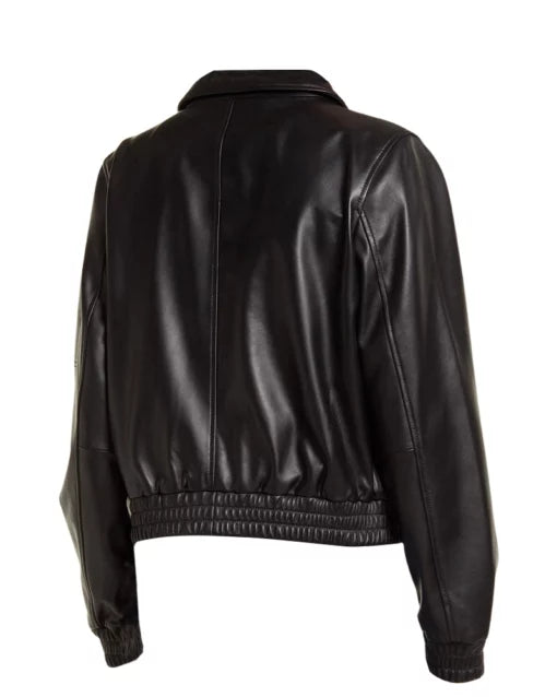 Janveny Women’s Black Leather Motorcycle Jacket