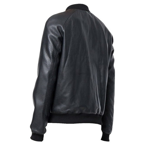 Men’s Black Studded Bomber Leather Jacket