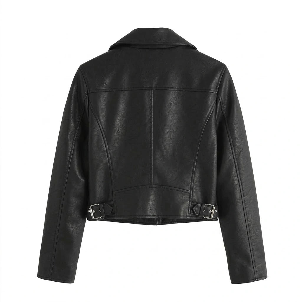 Women’s Black Sheepskin Biker Leather Jacket