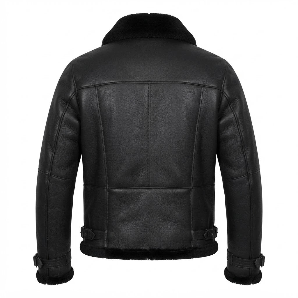 Men’s Black B3 Shearling Bomber Leather Jacket