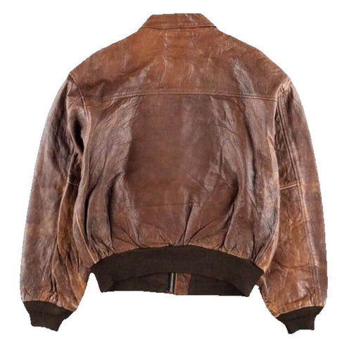 80s Vintage A-2 Flight Military Leather Jacket