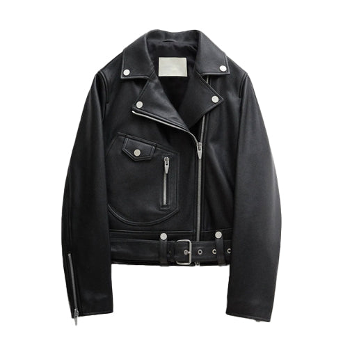 Bravo Bros Women’s Black Sheepskin Leather Biker Jacket