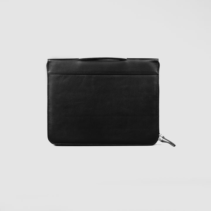 Eclectic Black Leather Folio Organizer – Professional & Sleek