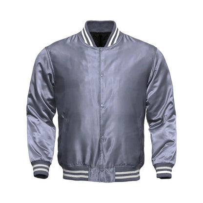 Men’s All-Grey Satin Varsity Jacket