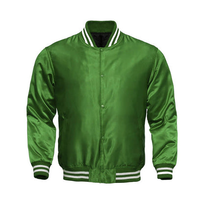 Men’s All-Green Satin Varsity Jacket