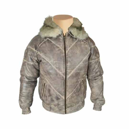 Men’s V-Bomber Winter Leather Jacket