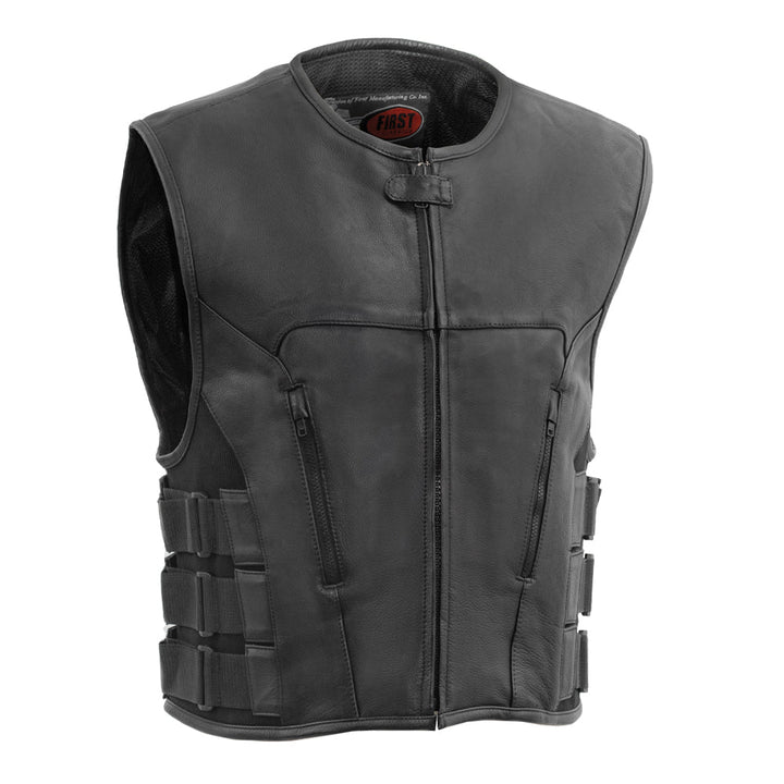 Commando Men’s SWAT-Style Leather Motorcycle Vest
