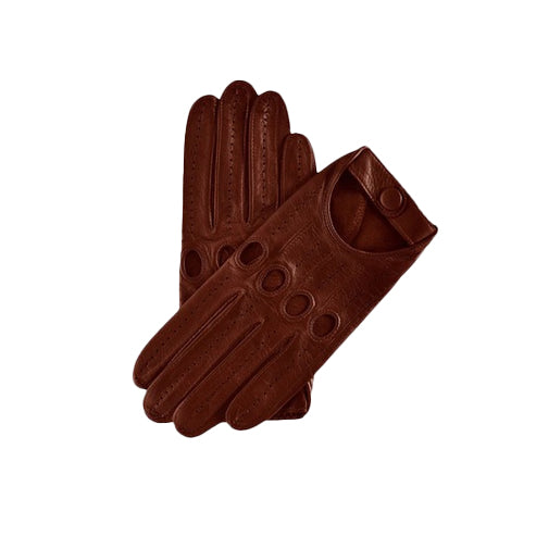 Bravo Bros Men’s Brown Hand-Sewn Lambskin Leather Driving Gloves – Stretch & Comfortable