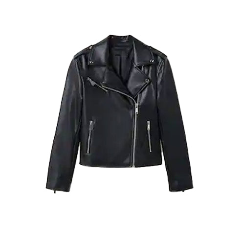 Women’s Classic Black Lambskin Leather Biker Jacket