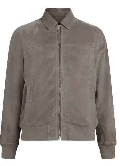 Men’s Grey Suede Bomber Jacket – Modern Leather Jacket