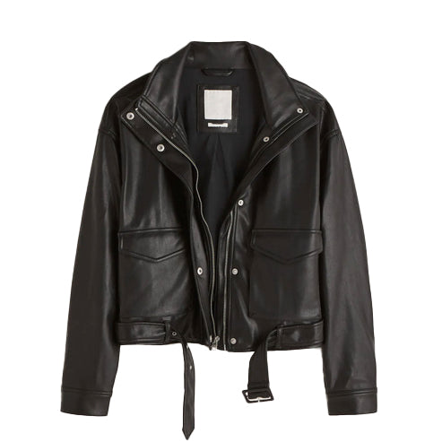 Women’s Black RAF Shearling Aviator Leather Jacket – Motorbike Style