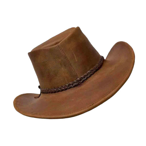 Bravo Bros Men’s Handmade Brown Leather Cowboy Hat – Premium Western Style