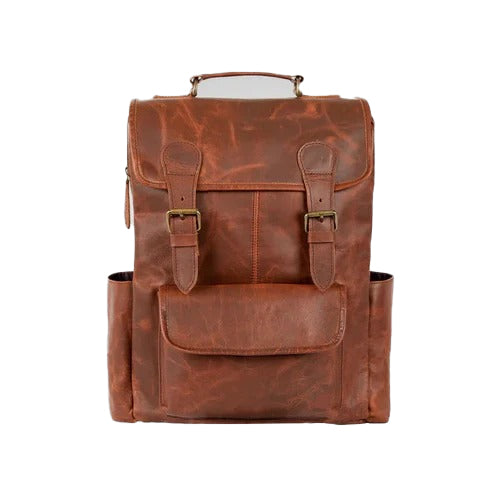 Bravo Bros Men’s Premium Brown Lambskin Leather Backpack – Stylish & Durable