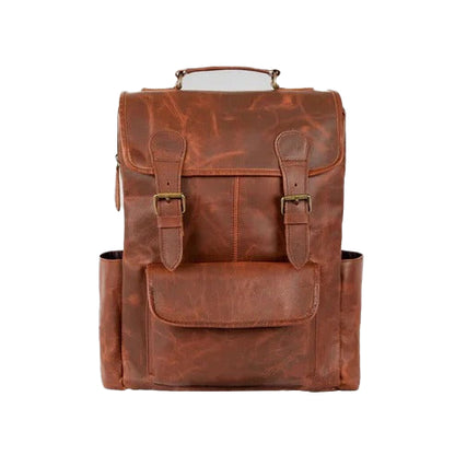 Bravo Bros Men’s Premium Brown Lambskin Leather Backpack – Stylish & Durable