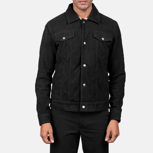 Stallon Black Suede Trucker Jacket – Rugged Luxury Streetwear
