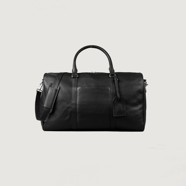 Darrio Black Leather Travel Duffle Bag
