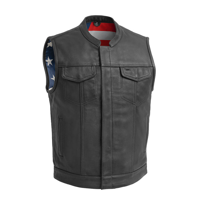 Born Free Men’s Black-Stitch Leather Motorcycle Vest