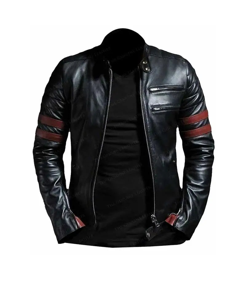 Men’s Slim Fit Biker Leather Jacket – Sleek Moto Style by Bravo Bros