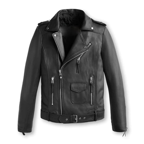 Men’s Classic Black Leather Biker Jacket – Timeless & Rugged