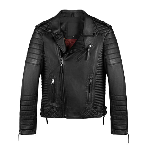 Men’s Vintage Black Leather Biker Jacket – Classic & Rugged