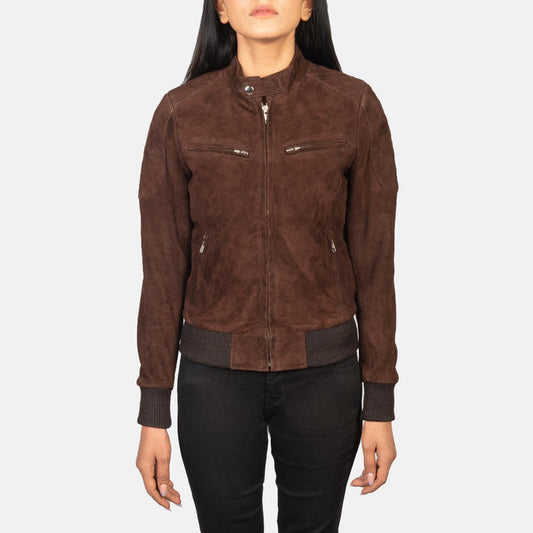Women’s Zenna Mocha Suede Bomber Jacket – Soft Luxury Street Style