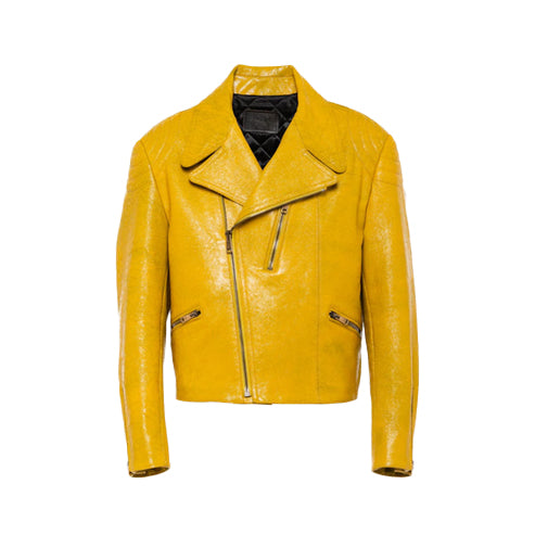 Women’s Yellow Cowhide Leather Biker Jacket – Bold & Premium by Bravo Bros
