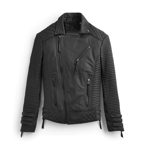 Men’s Black Leather Motorcycle Jacket – Classic Biker Style