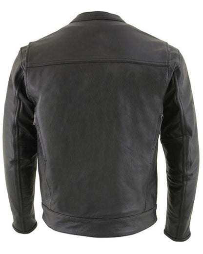 Men’s CoolTec Vented Scooter Leather Jacket – Zip-Front Riding Jacket