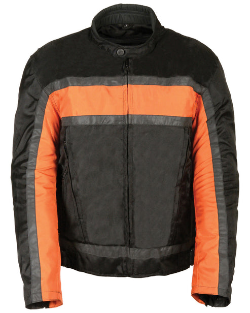 Men’s Reflective Stripe Leather Racer Jacket – Safety & Style