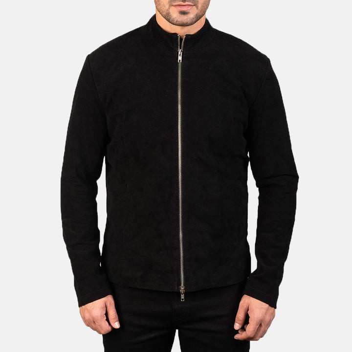 Charcoal Black Suede Biker Jacket – Bold Luxury Moto Style