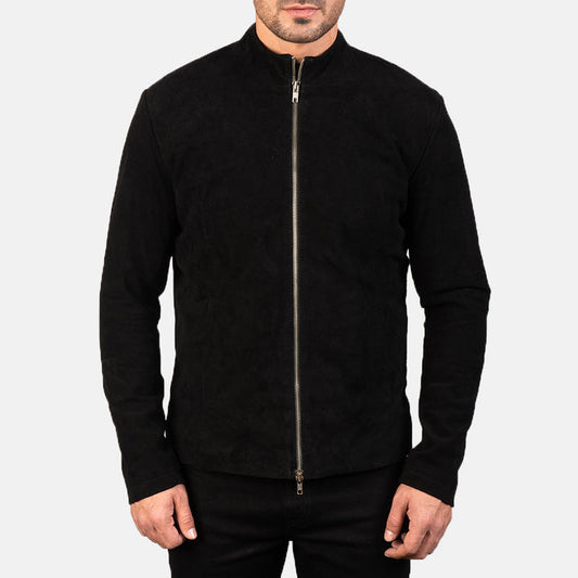 Charcoal Black Suede Biker Jacket – Bold Luxury Moto Style