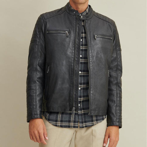 Bravo Bros Men’s Genuine Moto Biker Riding Leather Jacket