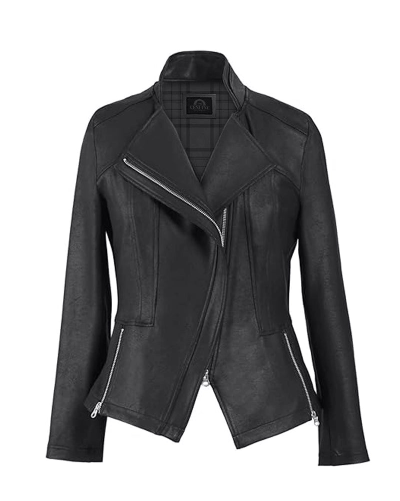 Jennifer Women’s Black Cropped Leather Jacket