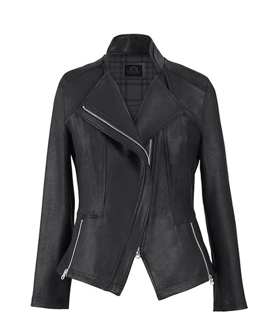 Jennifer Women’s Black Cropped Leather Jacket