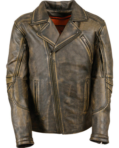 Men’s Triple Stitch Long Biker Leather Jacket – Durable & Stylish by Bravo Bros