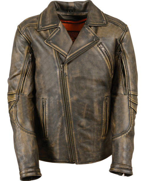 Men’s Triple Stitch Long Biker Leather Jacket – Durable & Stylish by Bravo Bros