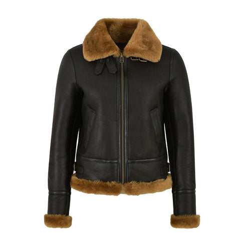 Women’s RAF B3 Shearling Aviator Leather Jacket – Classic Bomber Style
