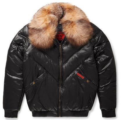 Men’s Premium Black Nylon V-Bomber Jacket