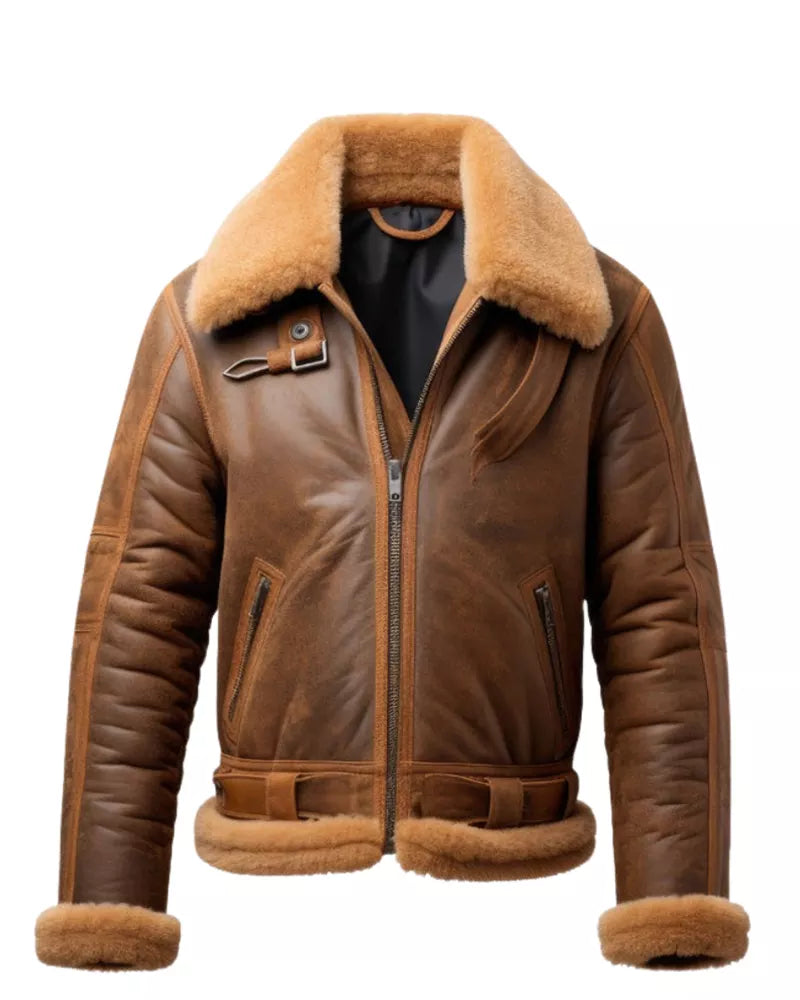 Women’s B3 Aviator Shearling Leather Jacket – Classic Bomber Style by Bravo Bros