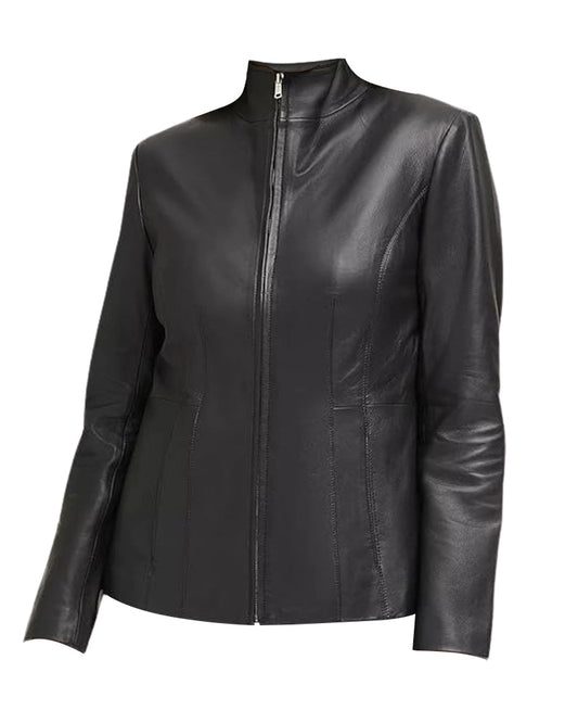 Women’s Classic Black Leather Jacket – Timeless Elegance