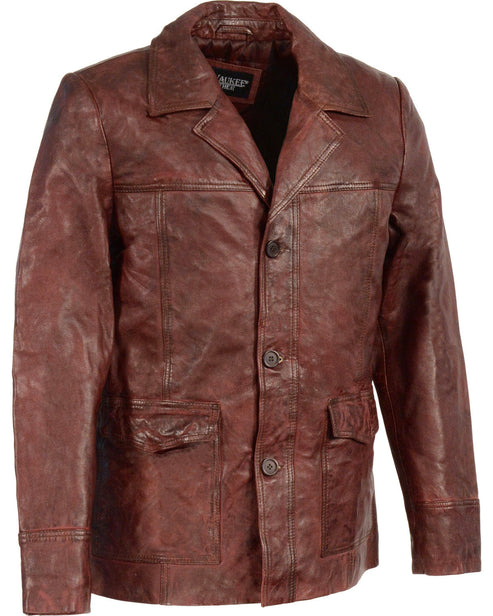 Men’s Classic Leather Car Coat Jacket – Timeless Style