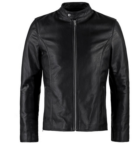 Men’s Classic Black Biker Leather Jacket