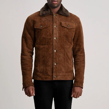 Bravo Bros. Brown Suede Shearling Trucker Jacket – Warm Luxury Winter Style