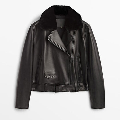 Women’s Shearling Sheepskin Biker Jacket – Luxe & Warm by Bravo Bros