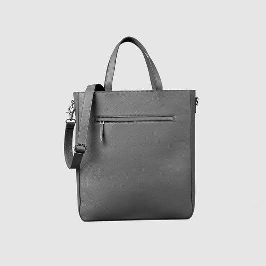 Poet Grey Leather Tote Bag