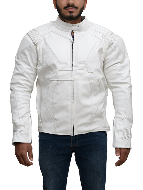 Bravo Bros Men’s Pure White Biker Leather Jacket