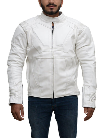 Bravo Bros Men’s Pure White Biker Leather Jacket