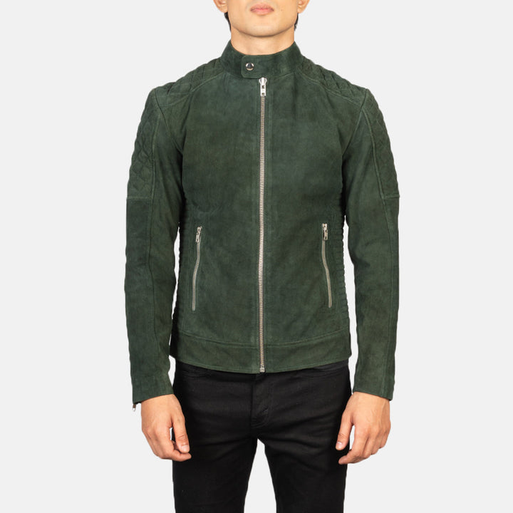 Bravo Bros. Fernando Quilted Green Suede Biker Jacket – Bold Luxury Moto Style